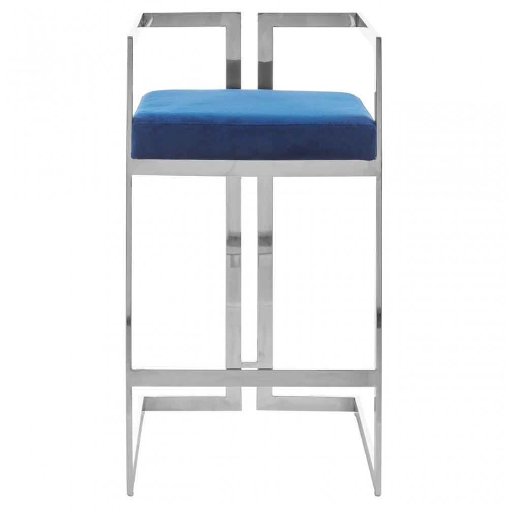 Azalea Blue And Silver Bar Stool, Blue