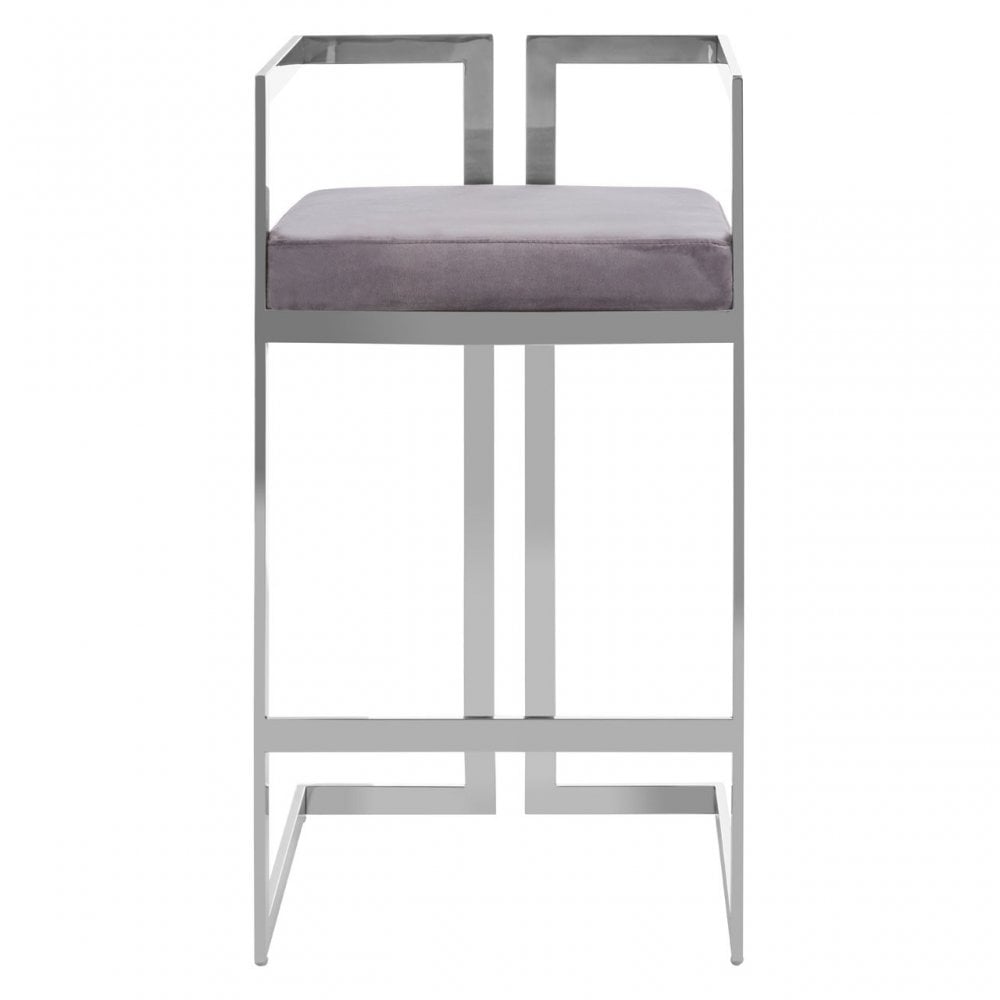 Azalea Grey And Silver Bar Stool, Grey