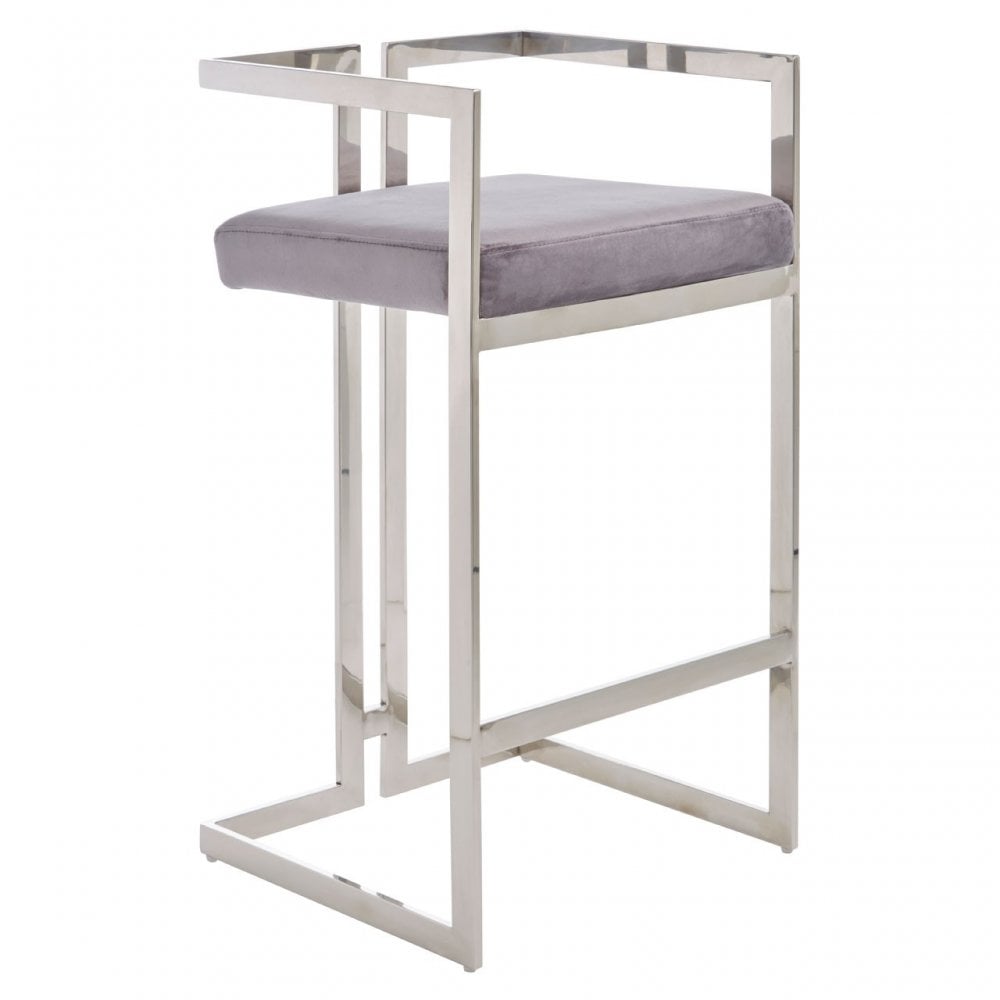 Azalea Grey And Silver Bar Stool, Grey