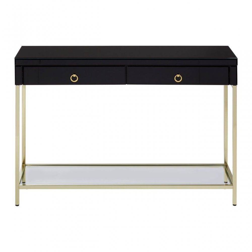 Kensington Townhouse Gold Finish Console Table, Black