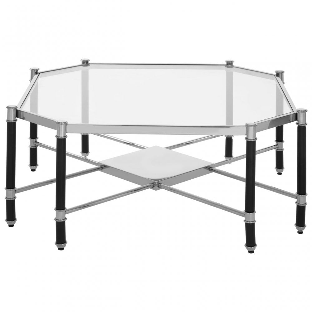 Allessi Silver Chrome Coffee Table, Clear