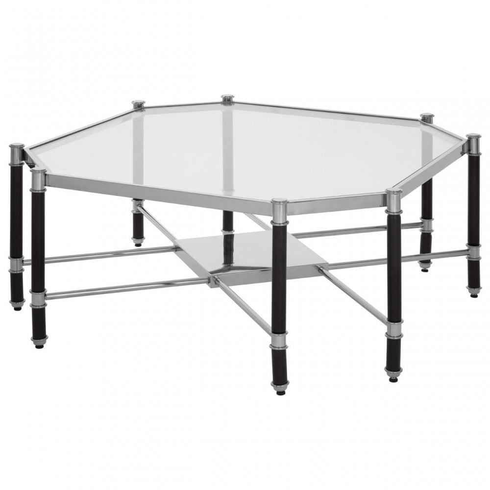 Allessi Silver Chrome Coffee Table, Clear