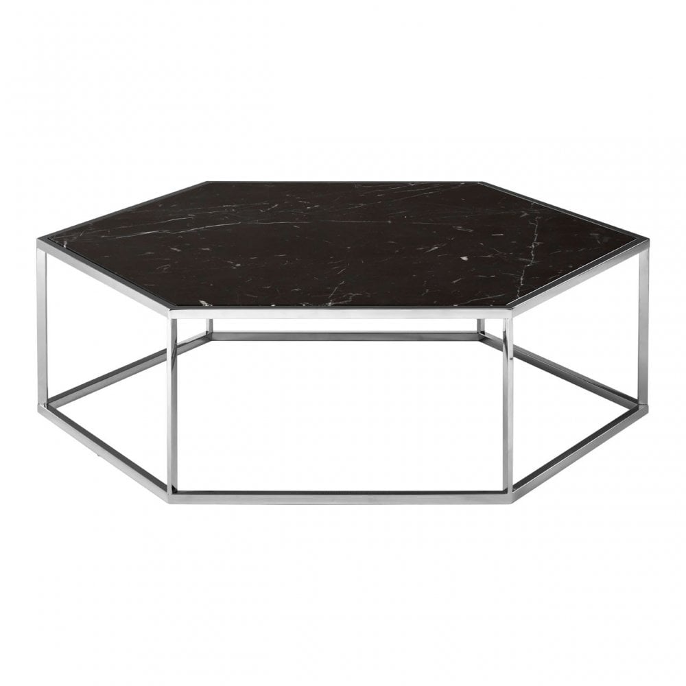 Piermount Silver Frame Hexagon Coffee Table, Black