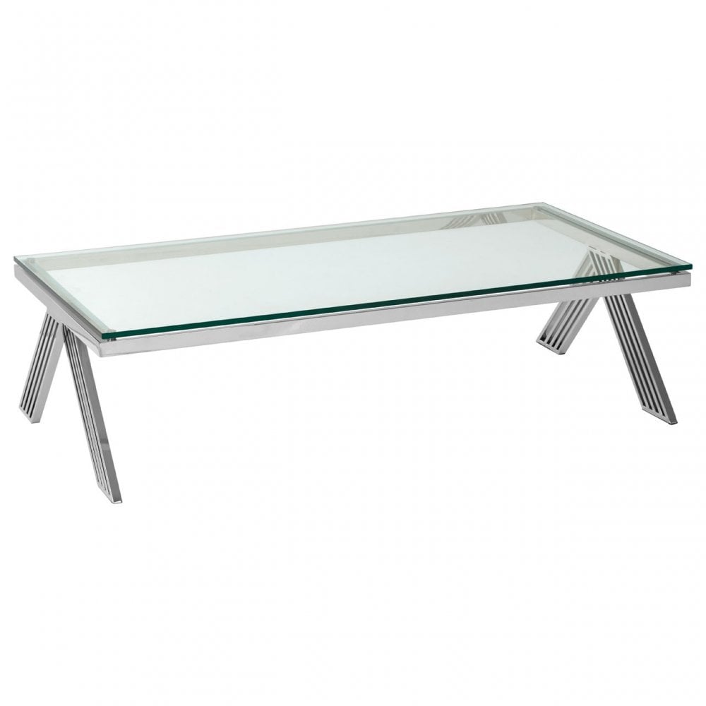 Piermount Clear Glass Coffee Table, Silver