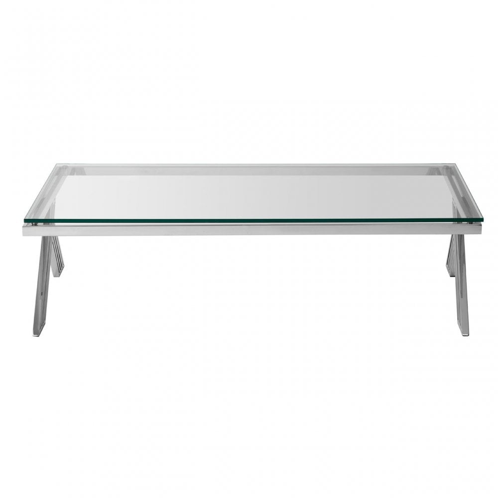 Piermount Clear Glass Coffee Table, Silver