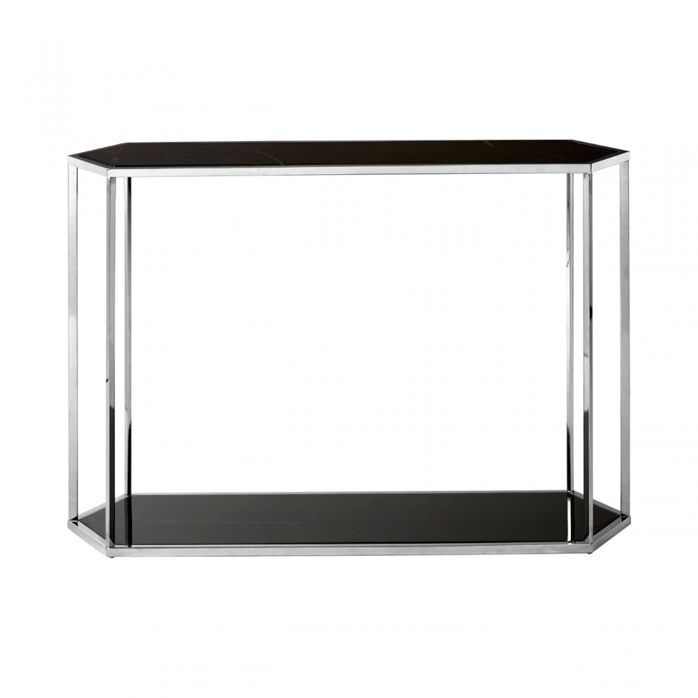 Piermount Silver Frame Console Table, Black