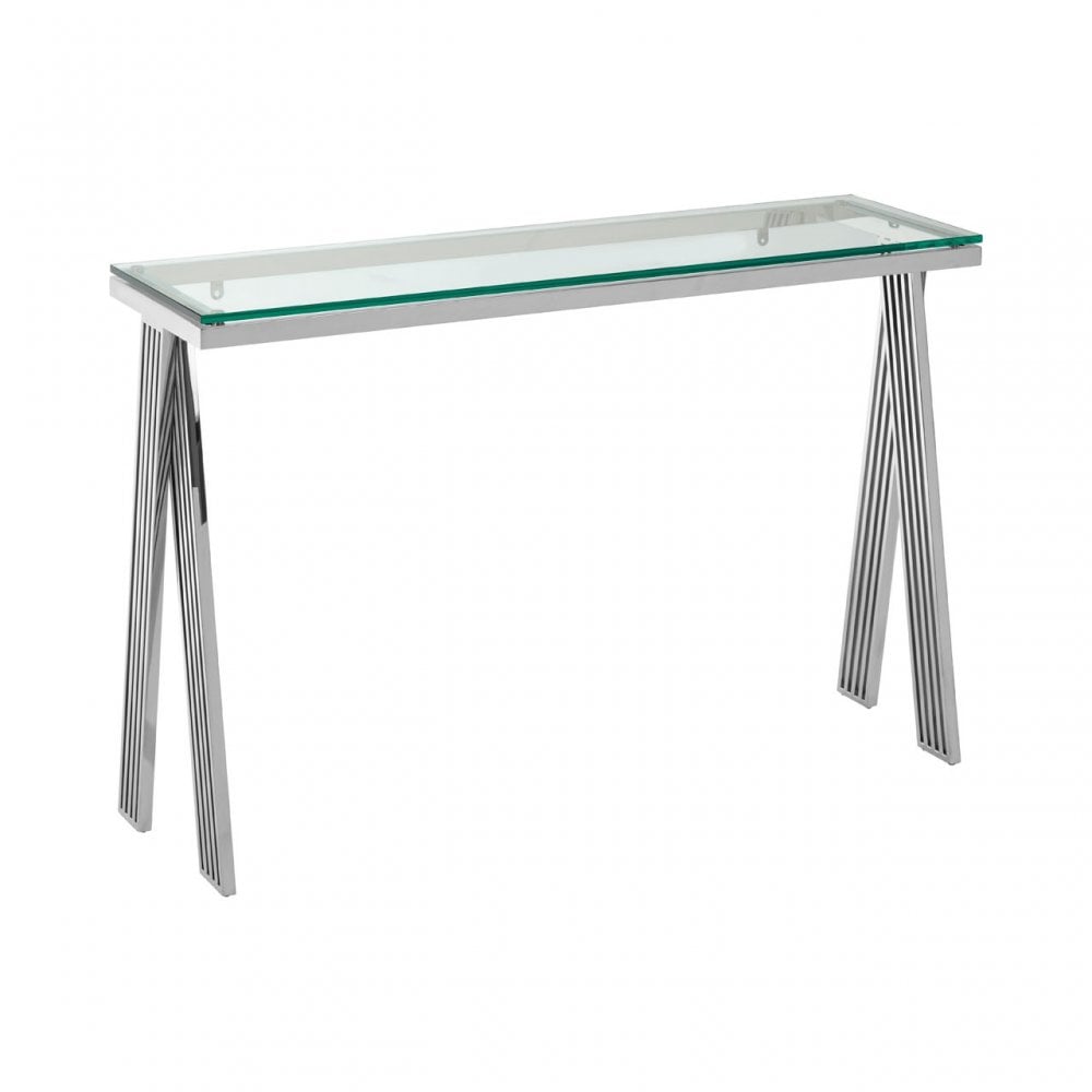 Piermount Clear Glass Console Table, Silver