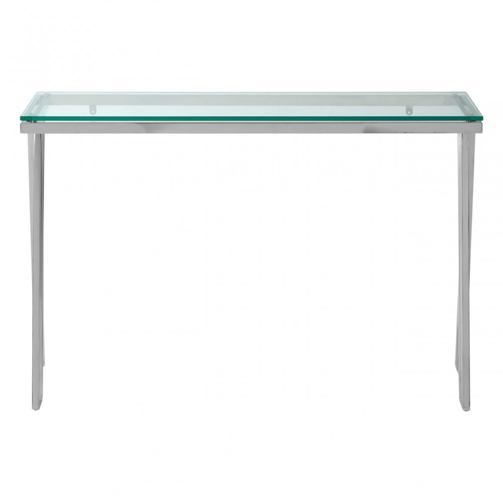 Piermount Clear Glass Console Table, Silver