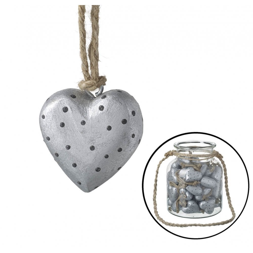 Heart Dotty Mini H50mm Wood Silver