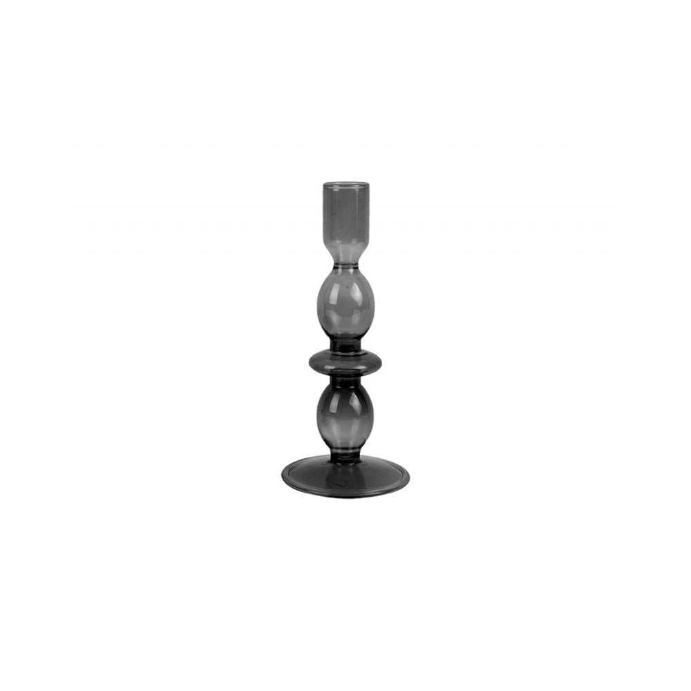 Candle Holder Glass Art Bubbles Medium, Black