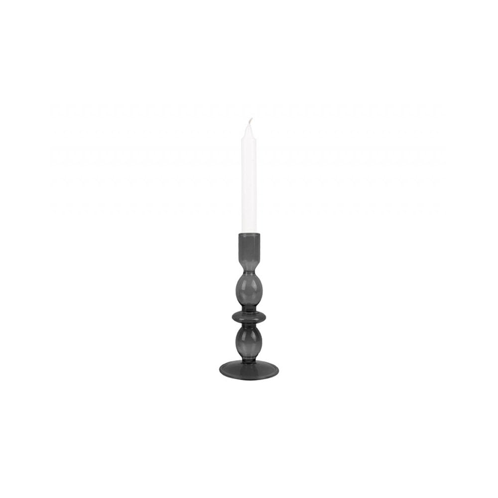 Candle Holder Glass Art Bubbles Medium, Black