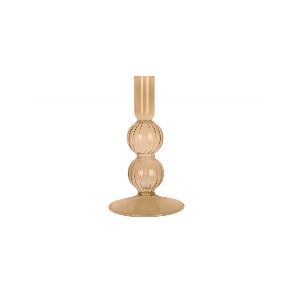 Candle holder Swirl Bubbles, Sand brown, Brown