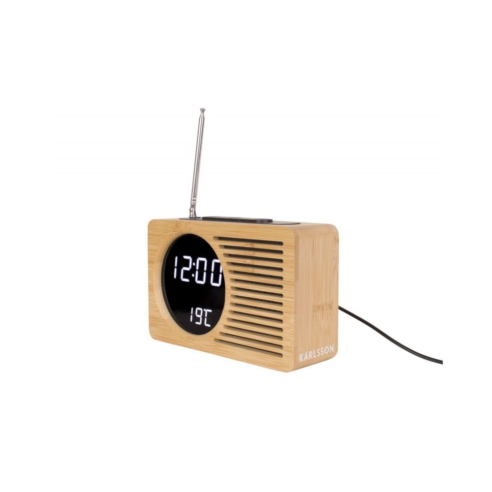 Alarm clock Retro Radio bamboo, Bamboo, Natural