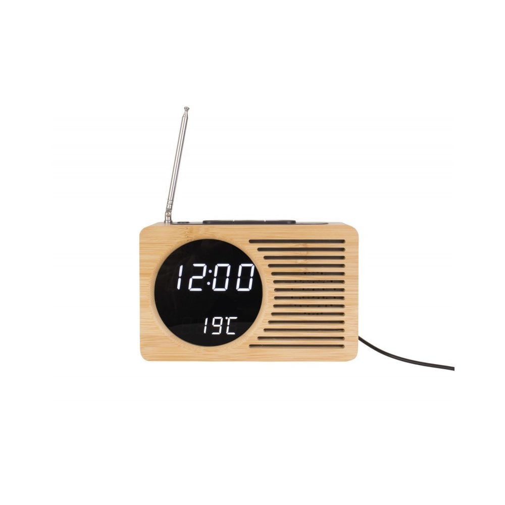 Alarm clock Retro Radio bamboo, Bamboo, Natural