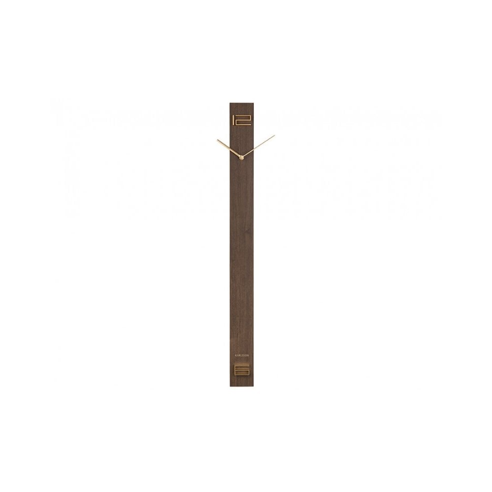 Wall Clock Discreet Long, Dark wood, Brown