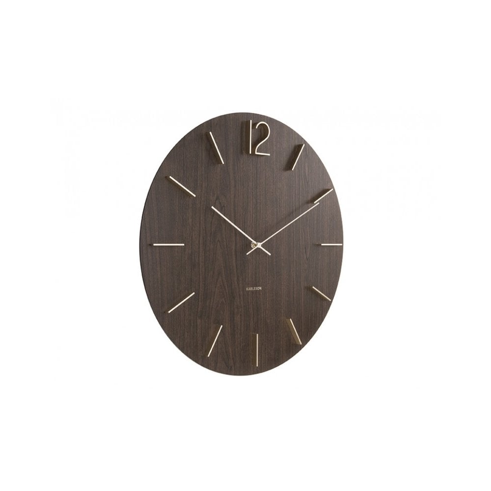 Wall Clock Meek, Dark wood, Brown