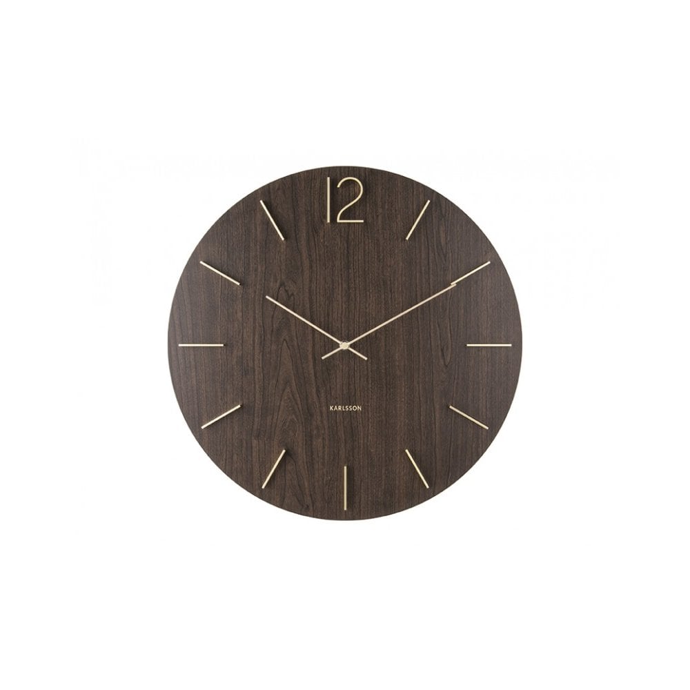 Wall Clock Meek, Dark wood, Brown