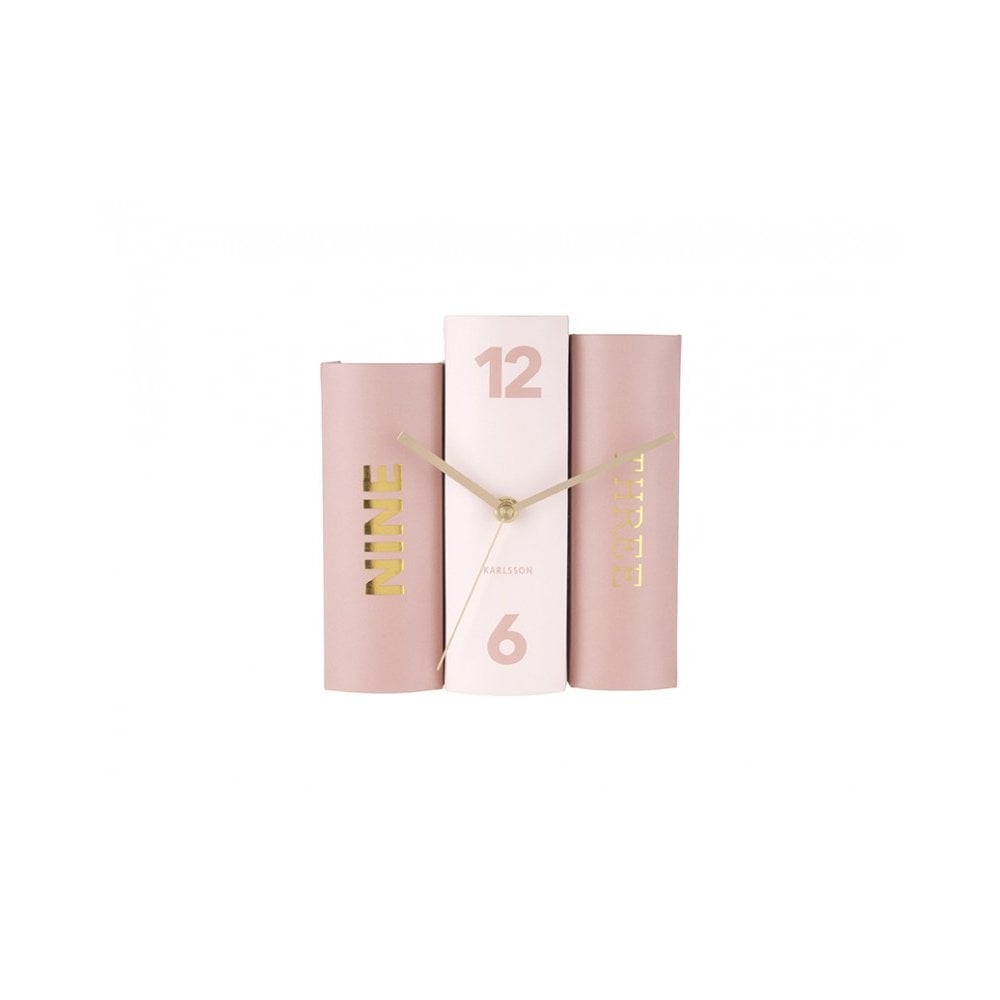 Table Clock Book, Faded pink, Pink