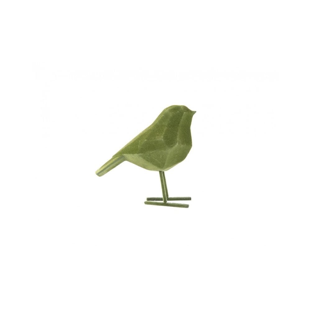 Statue Bird Flocked Small, Dark green, Green