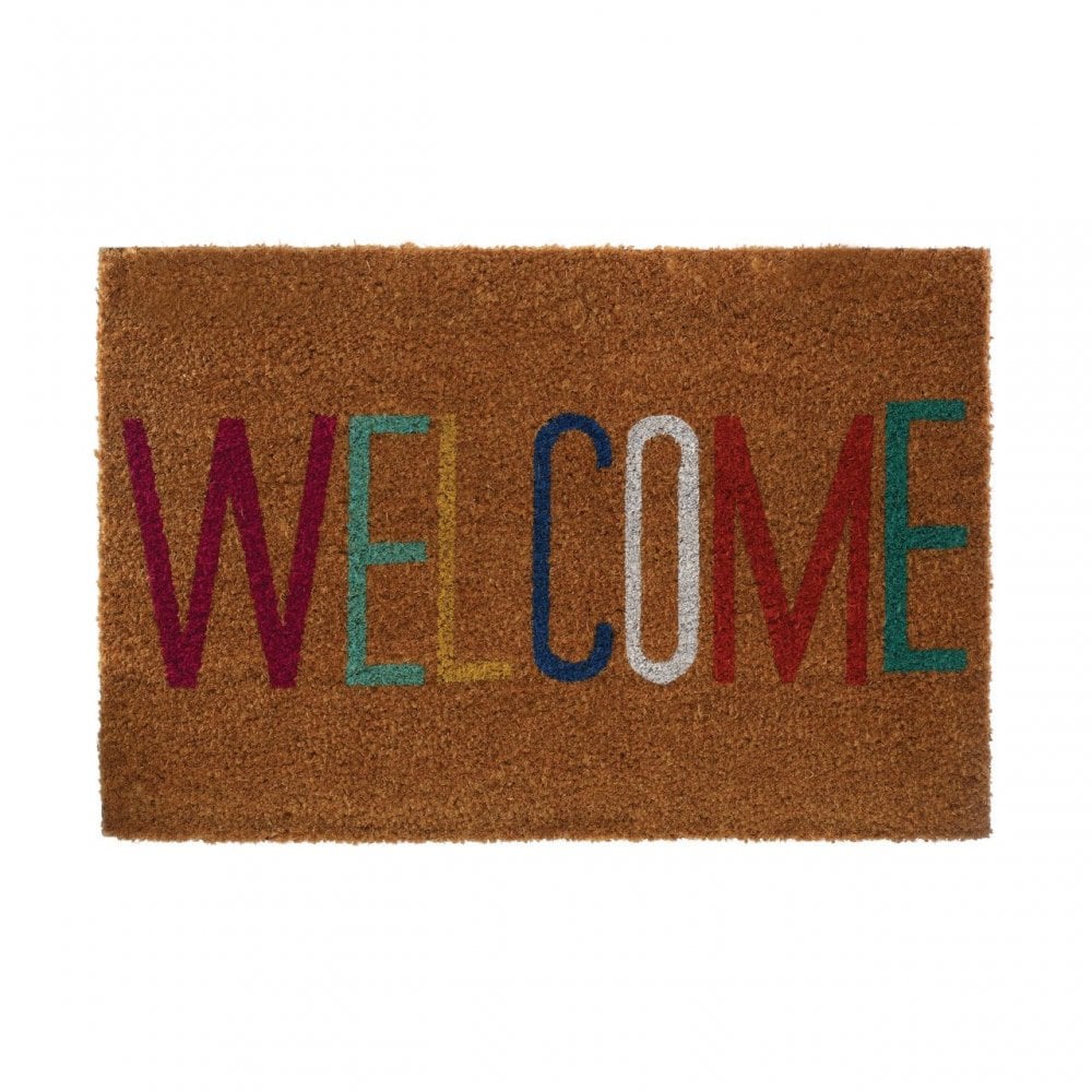 Welcome Natural And Multi-Colour Doormat
