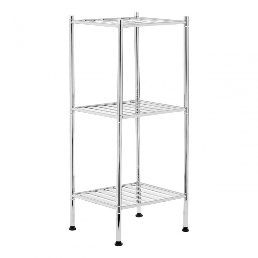 3 Tier Chrome Shelf Unit With Rubber Feet