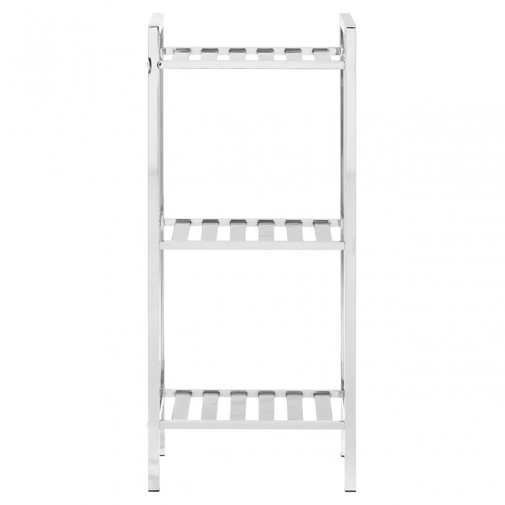 3 Tier Chrome Shelf Unit With Slatted Sides