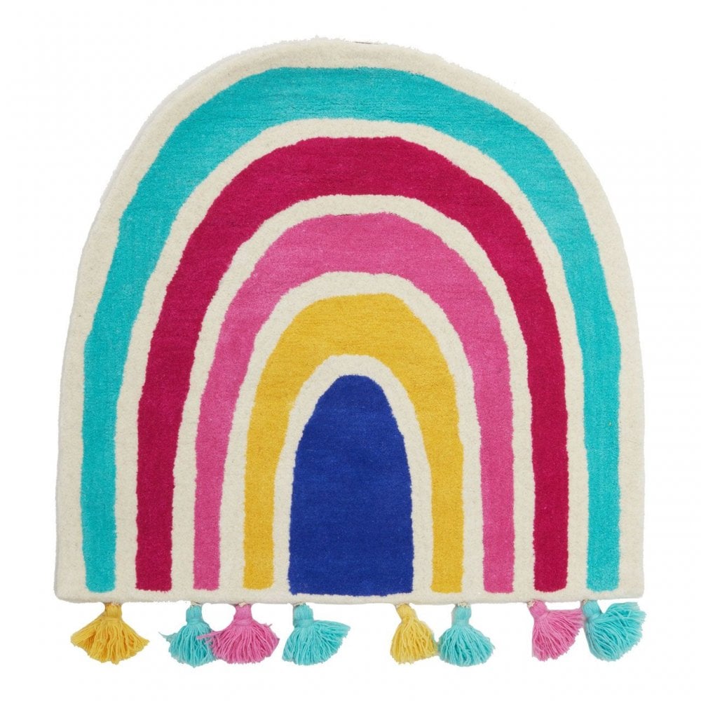 Kids Rainbow Rug With Tassels