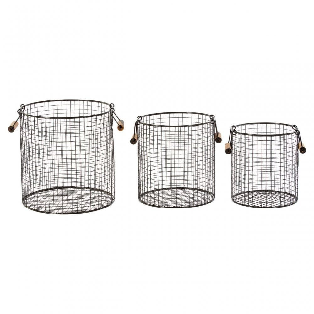 Black Wire Storage Baskets – Set Of 3