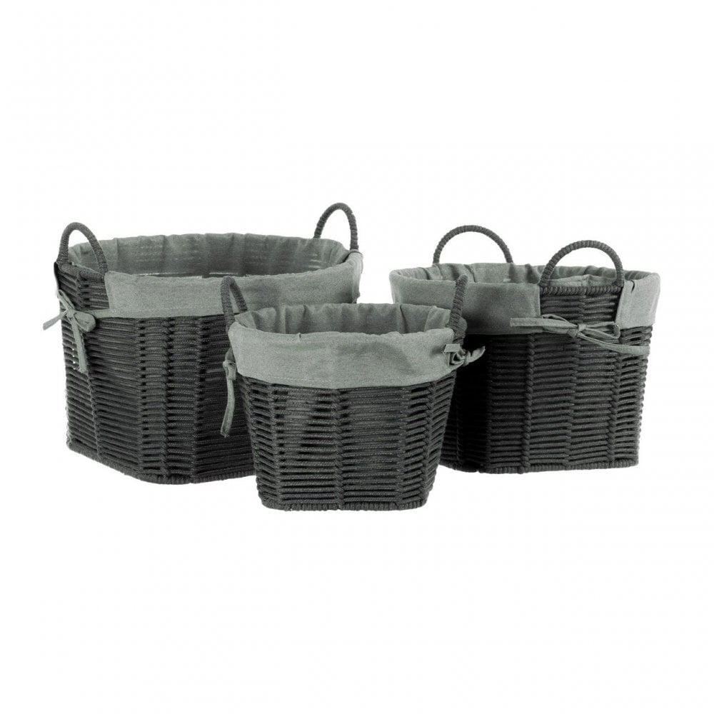 Lida Grey Round Storage Baskets - Set Of 3