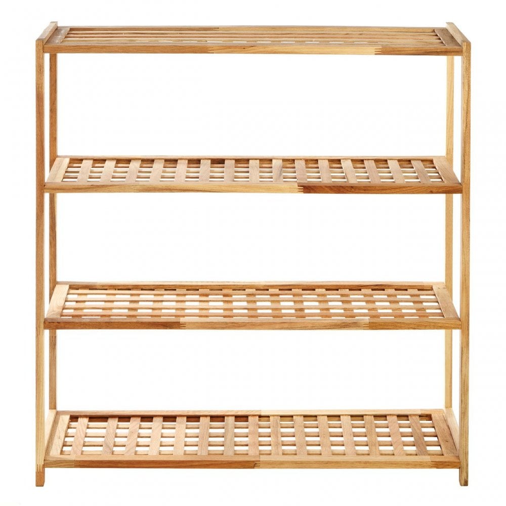 Natural Walnut 4 Tier Shoe Rack