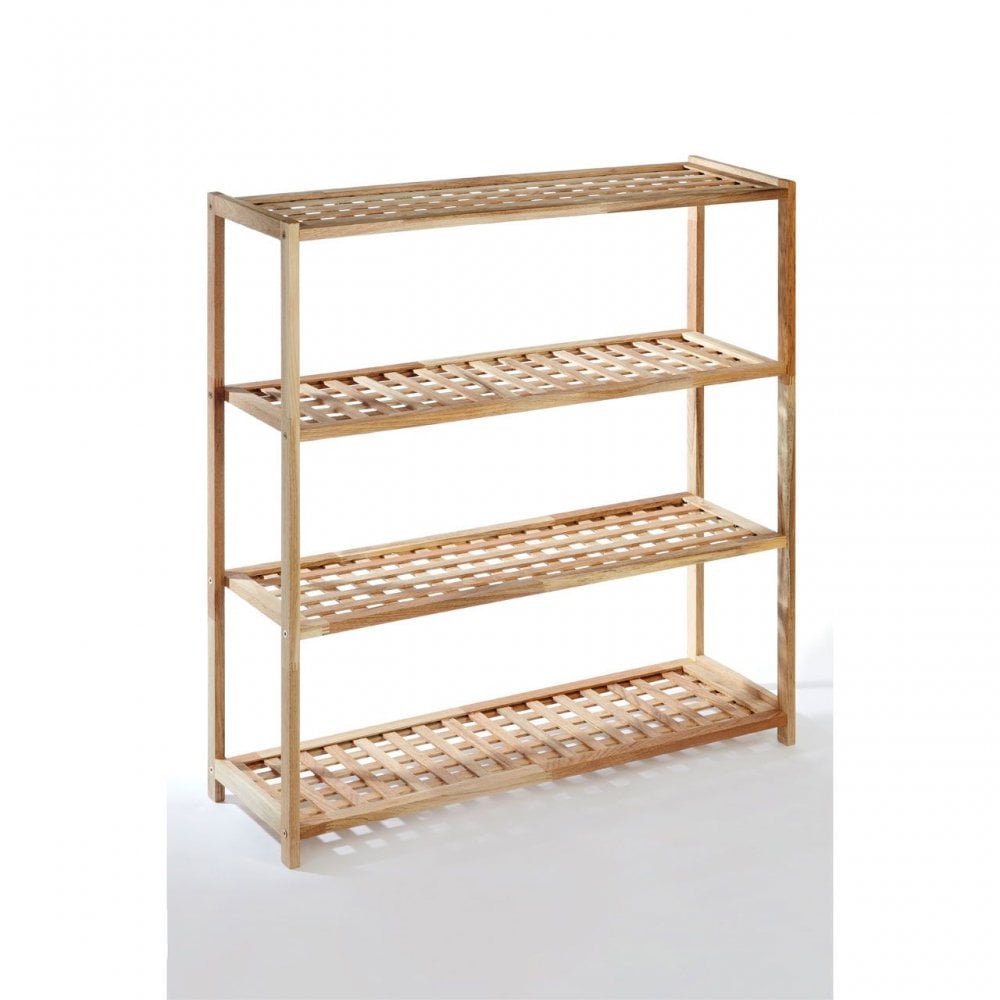 Natural Walnut 4 Tier Shoe Rack