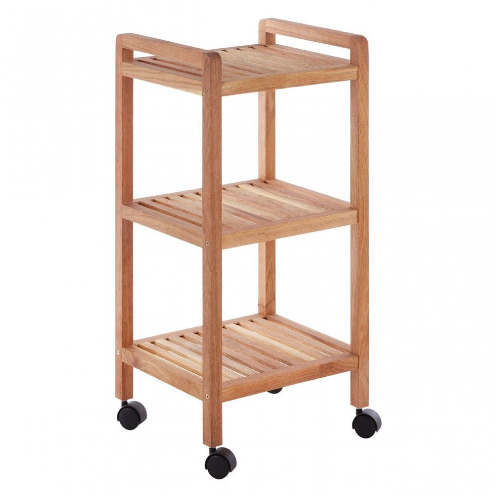 3 Tier Walnut Wood Bathroom Trolley