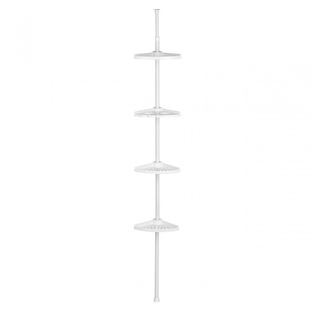 4 Tier Spring Mount White Corner Shelf Unit