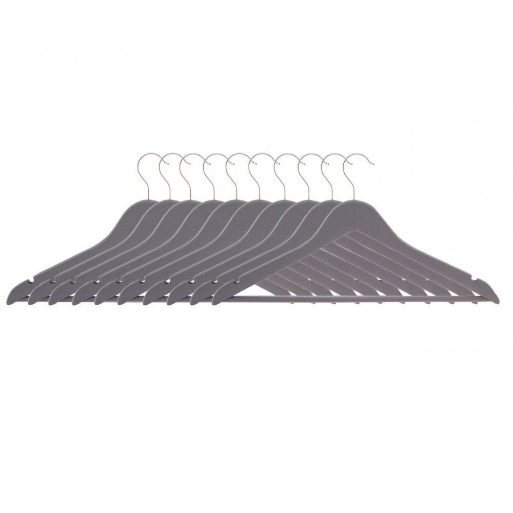 Matte Grey Clothes Hangers - Set Of 10