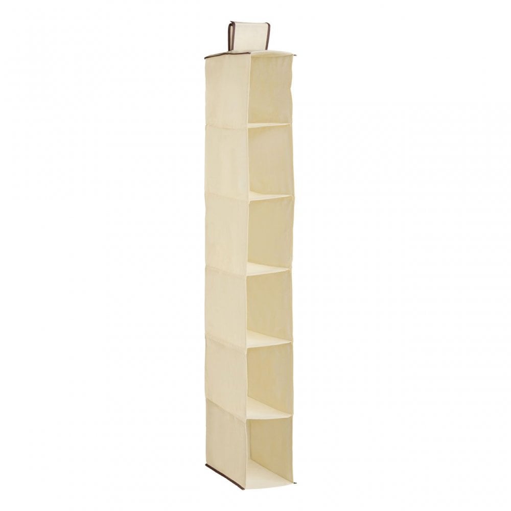 6 Section Cream Hanging Shoe Organiser