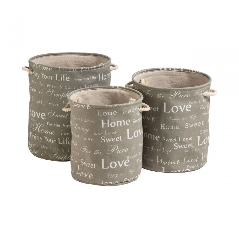 Canvas Round Laundry Hampers - Set Of 3