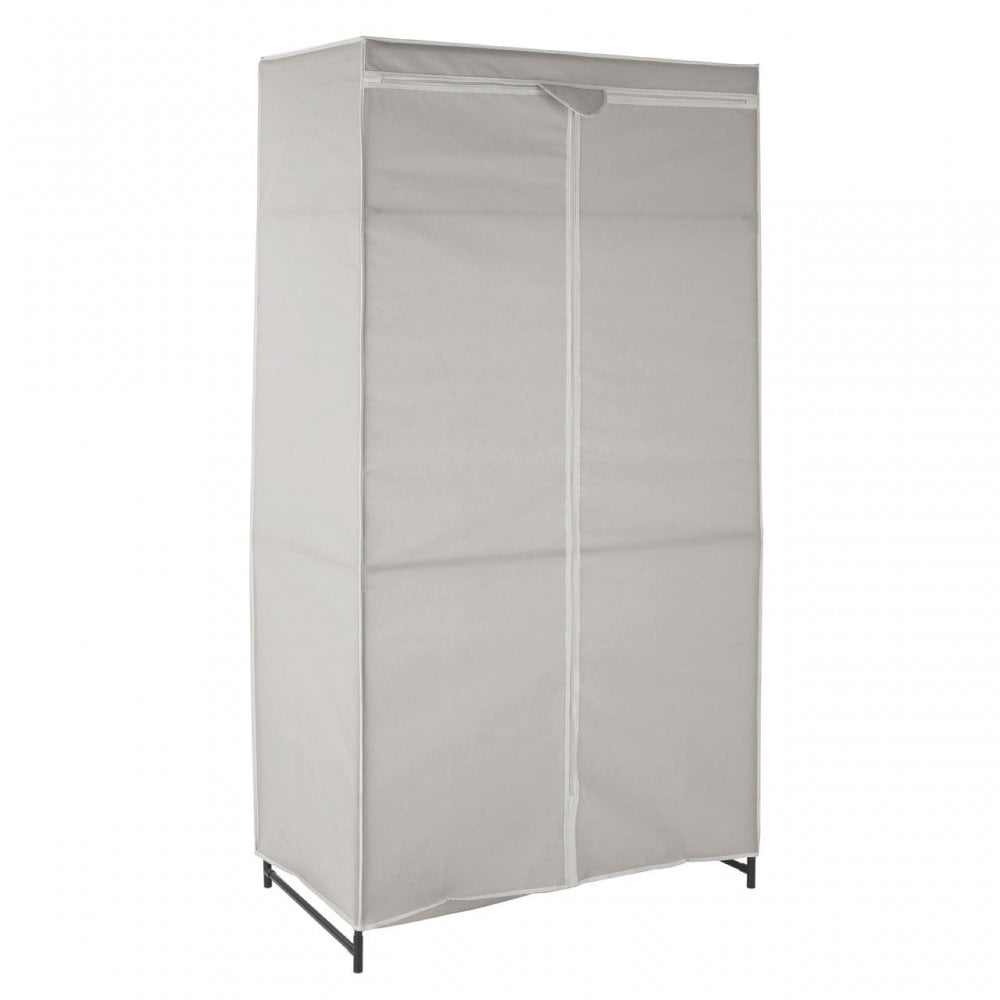 Grey And White Fabric Wardrobe With Shelf