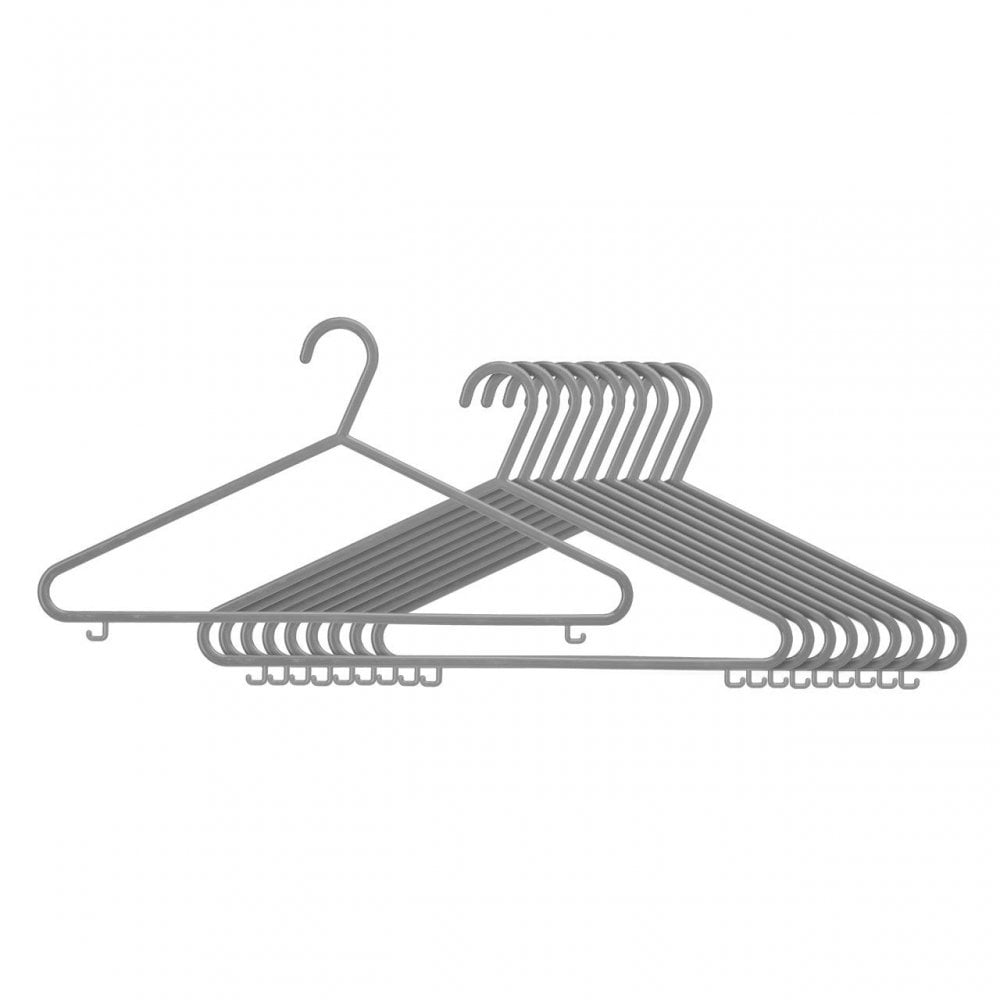 Grey Plastic Adult Hangers - Set Of 10