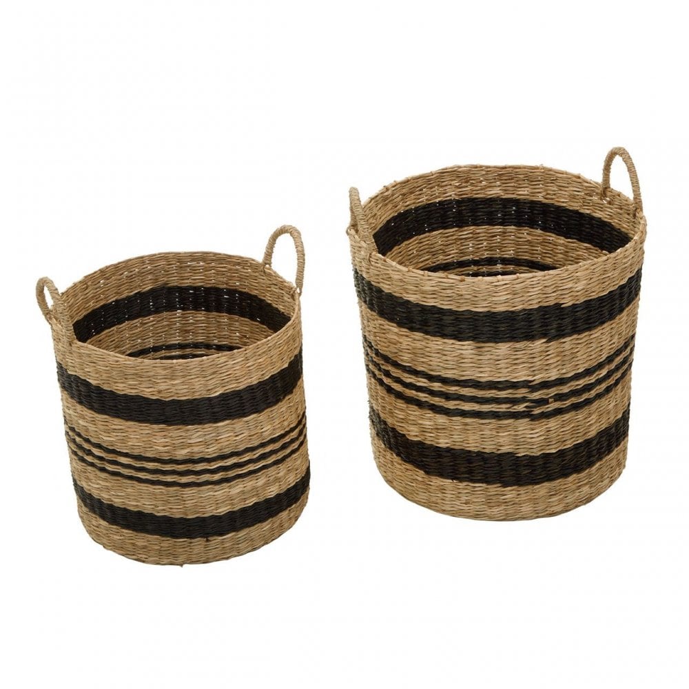 Arles Black Stripes Seagrass Baskets