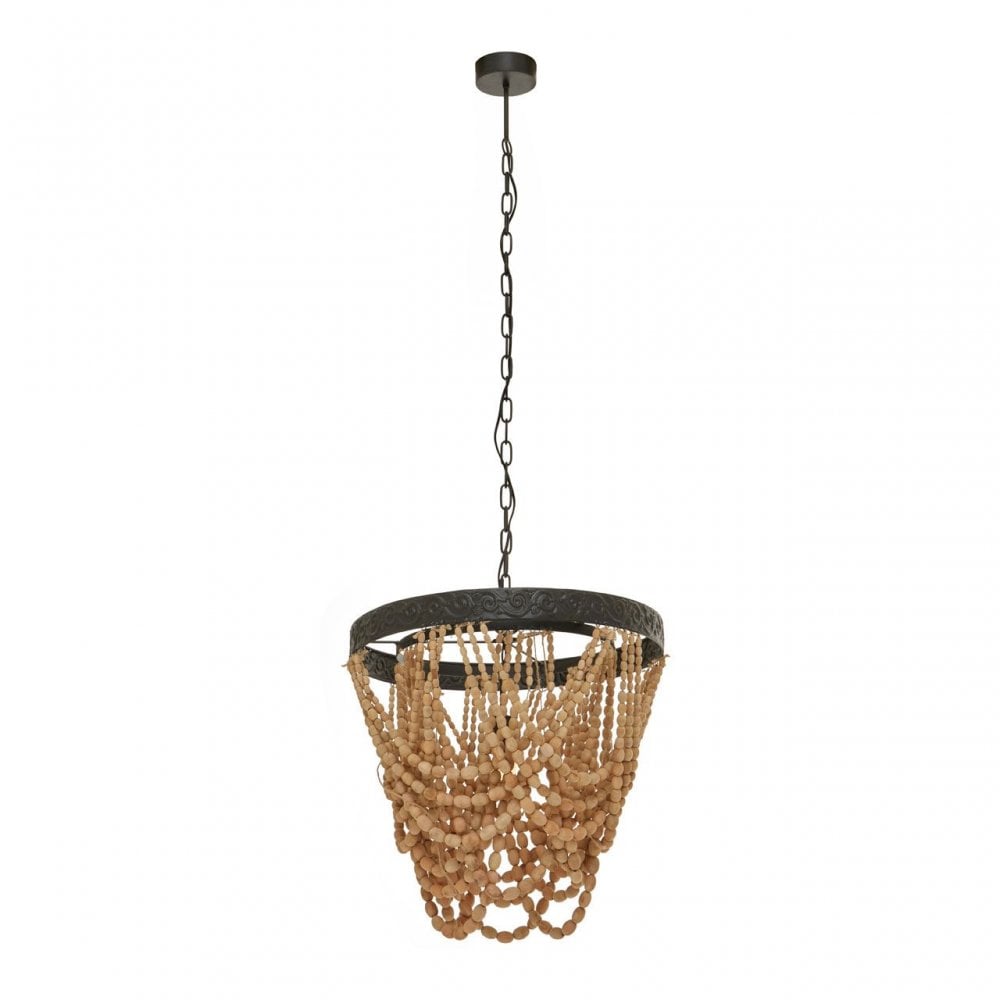 Lapiz Wood Bead Chandelier