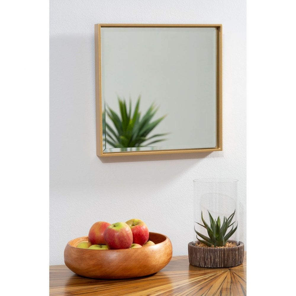 Ando Small Square Gold Finish Wall Mirror