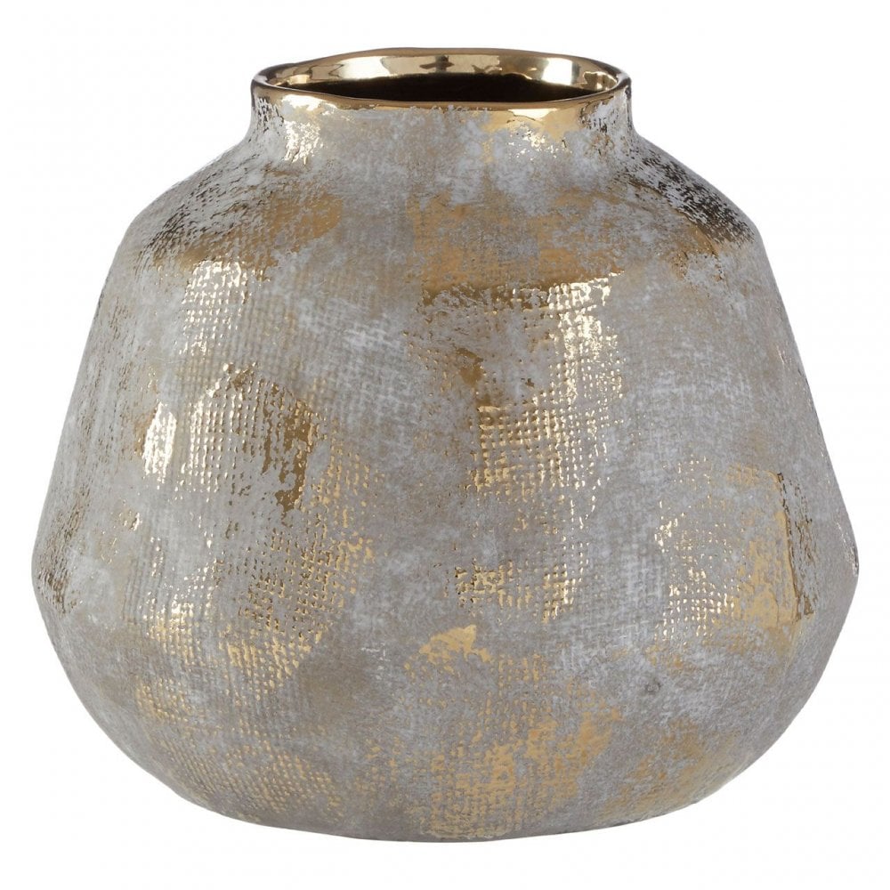 Orvena Small Grey Gold Finish Ceramic Vase