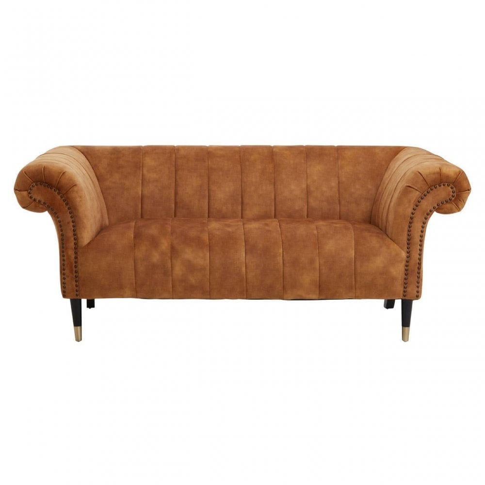 Siena Two Seat Gold Velvet Sofa