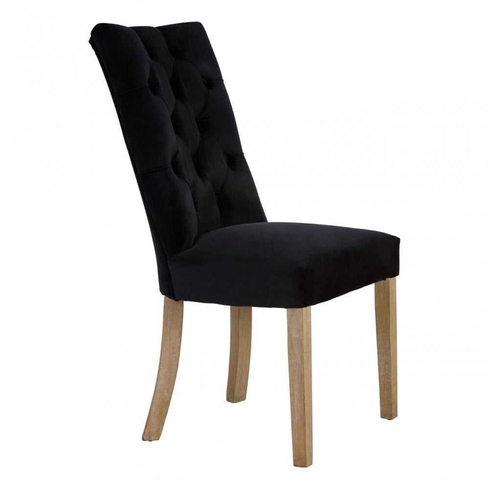 Kensington Townhouse Black Buttoned Dining Chair