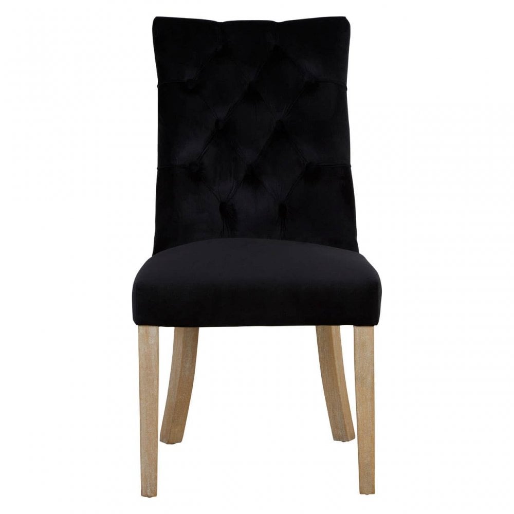 Kensington Townhouse Black Buttoned Dining Chair