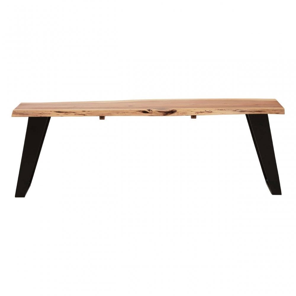 Surax Acacia Wood And Looped Iron Base Bench