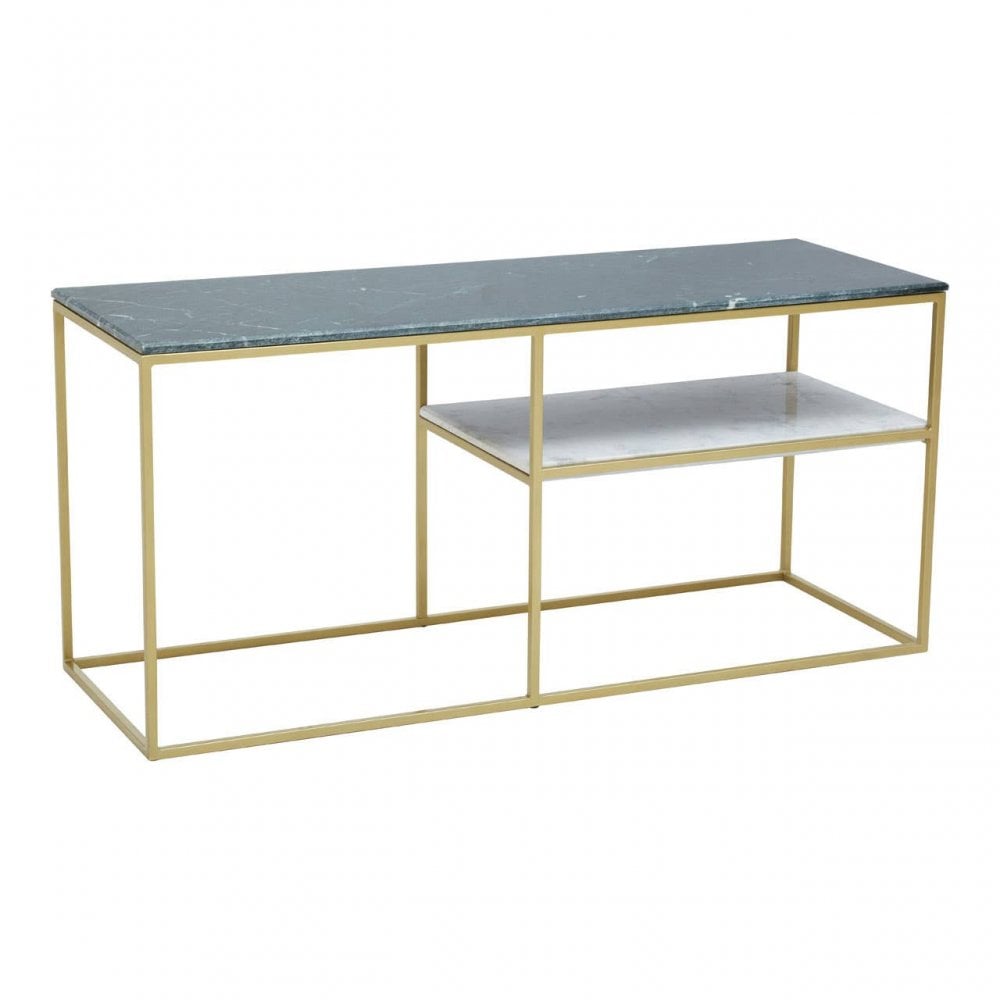 Nirav Assorted Marble / Gold Frame Console Table