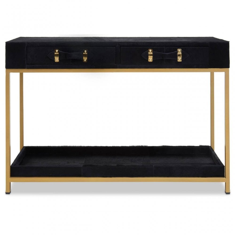 Kensington Townhouse Hair On Hide Black And Gold Console Table