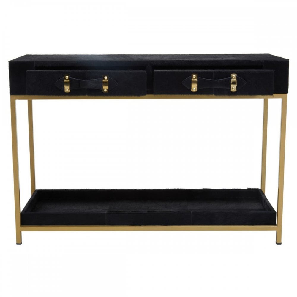 Kensington Townhouse Hair On Hide Black And Gold Console Table