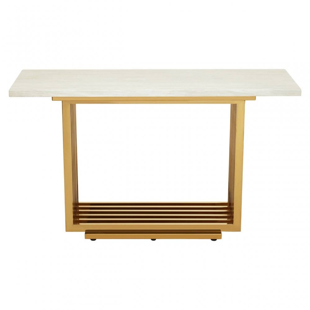 Moda Ivory White Marble  Console Table